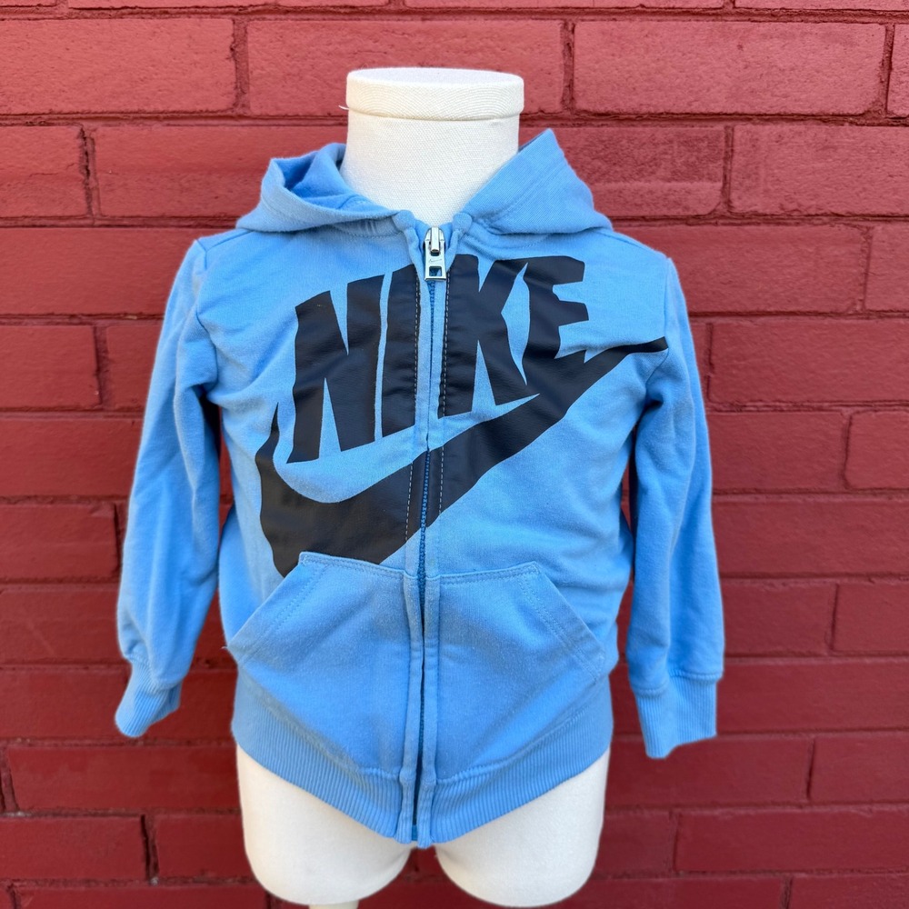 Vtg Nike Zip Up Hoodie Infant Size 18M Baby Blue Spellout Sportwear Streetwear